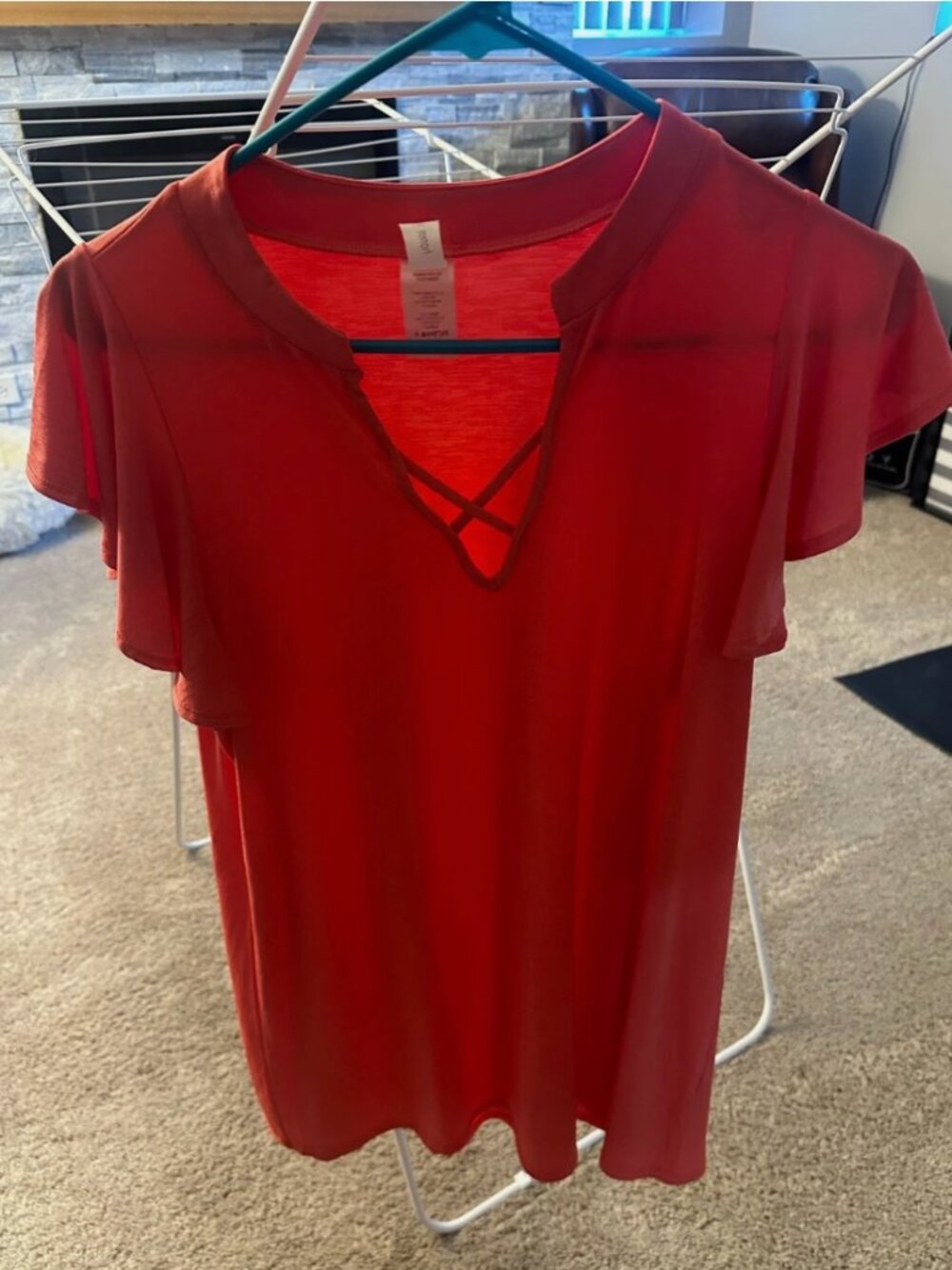 Honeyme Gabby Sleeveless Ruffle Top- Coral- Medium